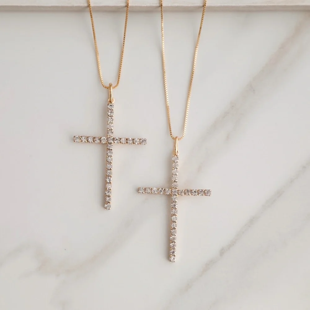 Crystal Cross Necklace | 18k Gold Filled - Picture 2 of 8